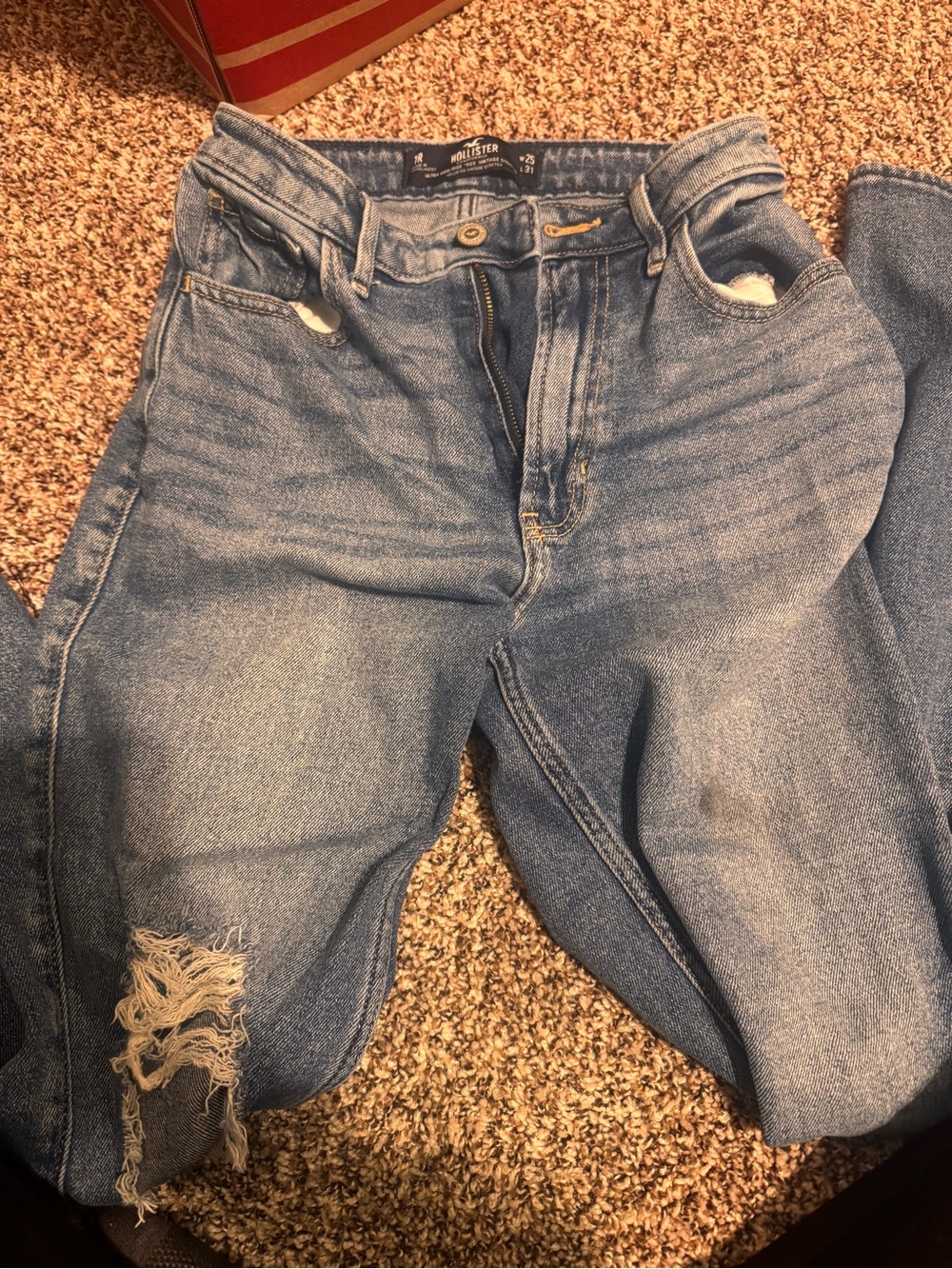 Hollister High Rise Distressed Light Blue Jeans